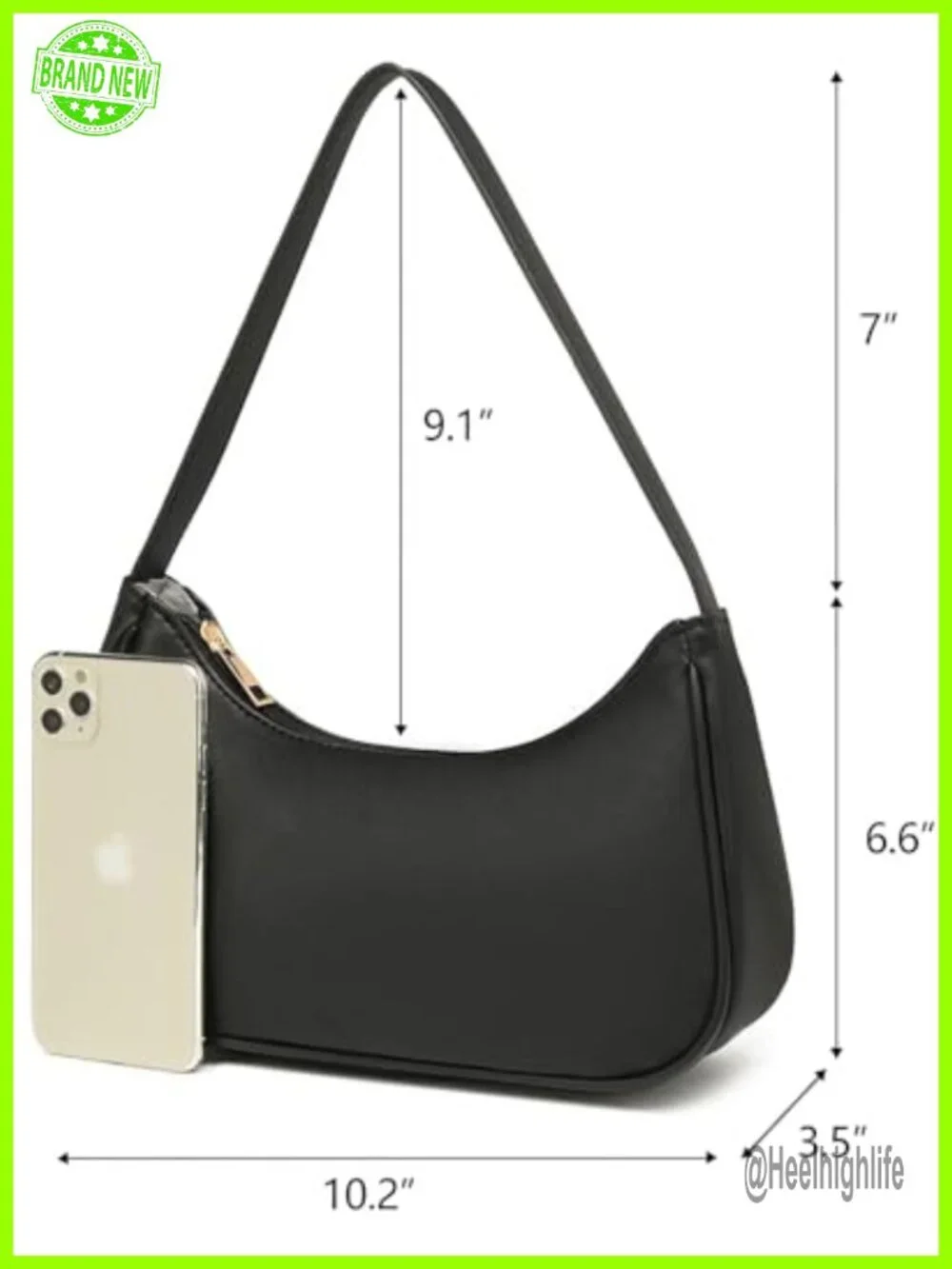 Vegan Leather Hobo Sling Tote Shoulder Bag with Zipper Closure